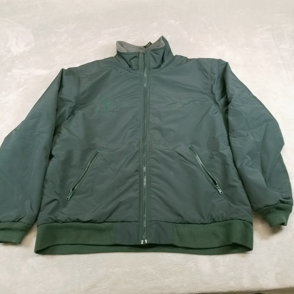 VTG LL Bean Jacket Mens XL Green Warm Up Full Zip Pockets Fleece Lined